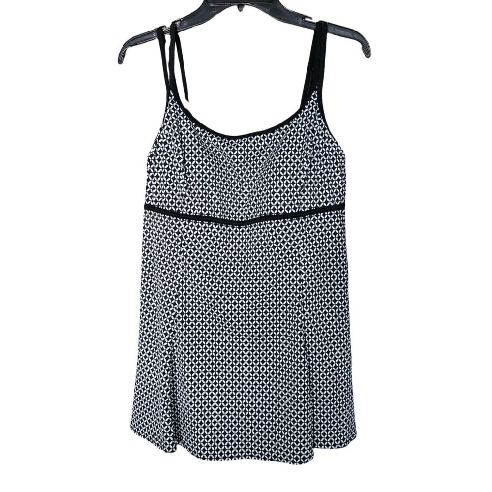 Great Lengths Geometric Tile One Piece Swimdress Tummy Control Swimsuit Size 12